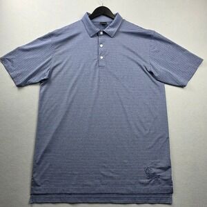 Dunning Golf Mens XL Blue Striped Performance Polo Valero Benefit For Children